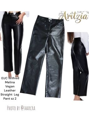 Aritzia Wilfred Women's Melina  Faux Leather Straight Leg Pants 82484 Black M